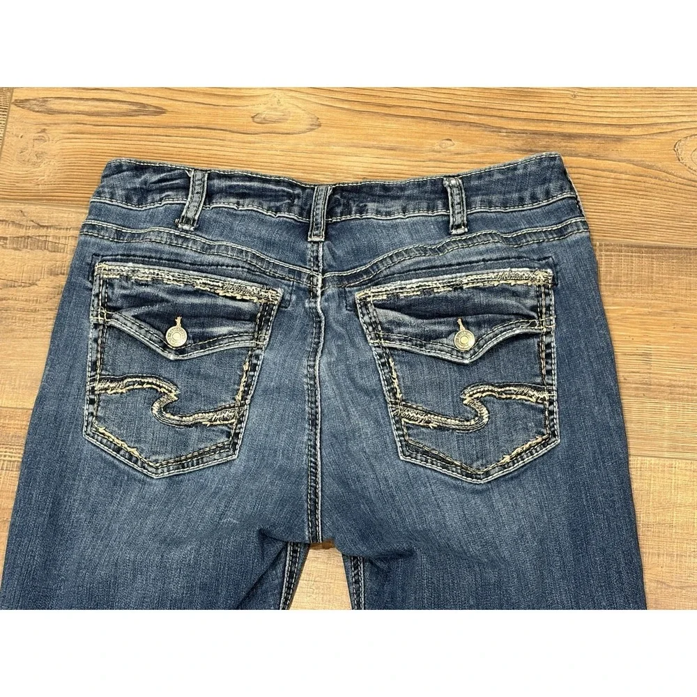 Silver Y2K Jeans Women's 33W Else Slim Bootcut Mid Rise Medium Wash Flap Pocket